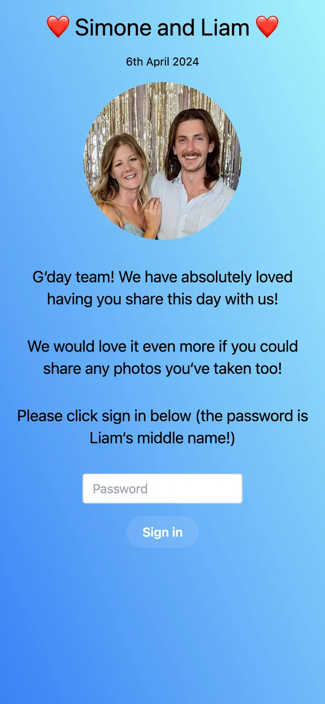 Screenshot of Simone n Liams Engagement Album