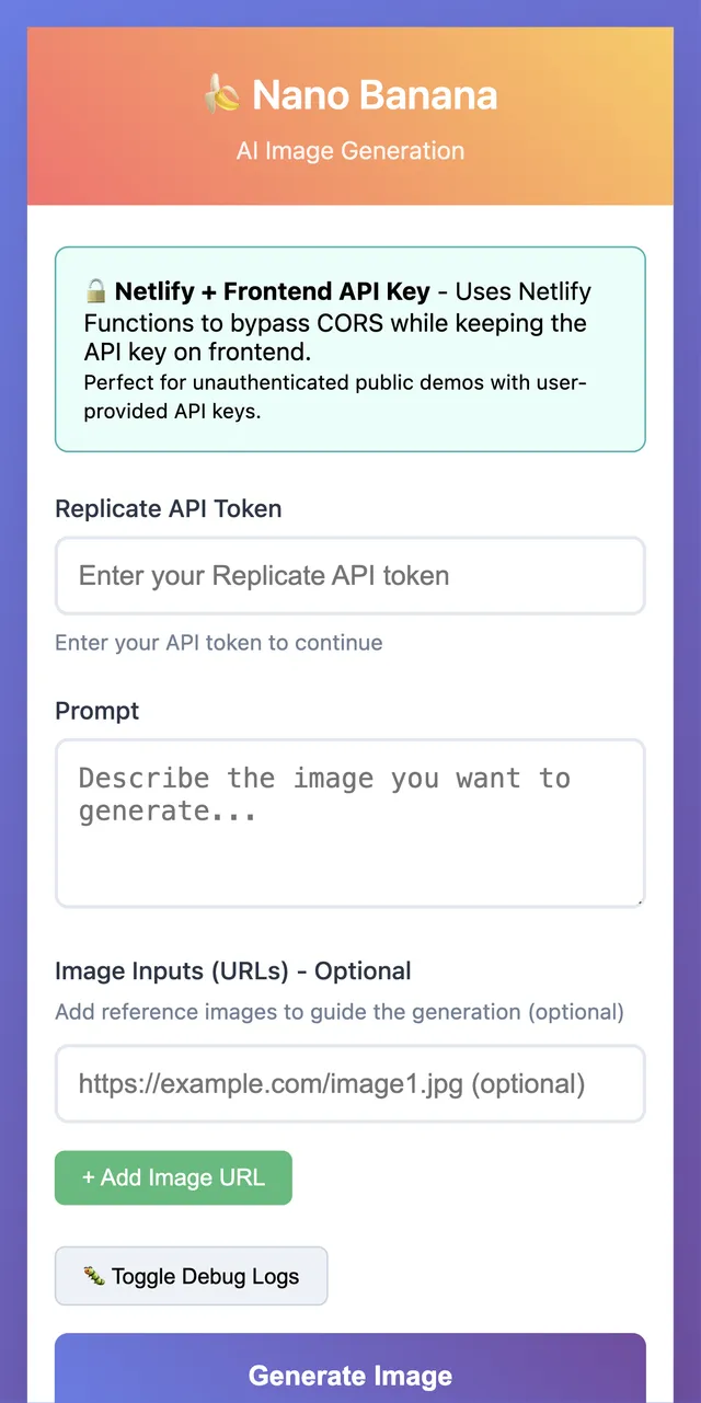 Screenshot of Static Nano Banana POC