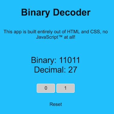 Screenshot of CSS Binary Decoder