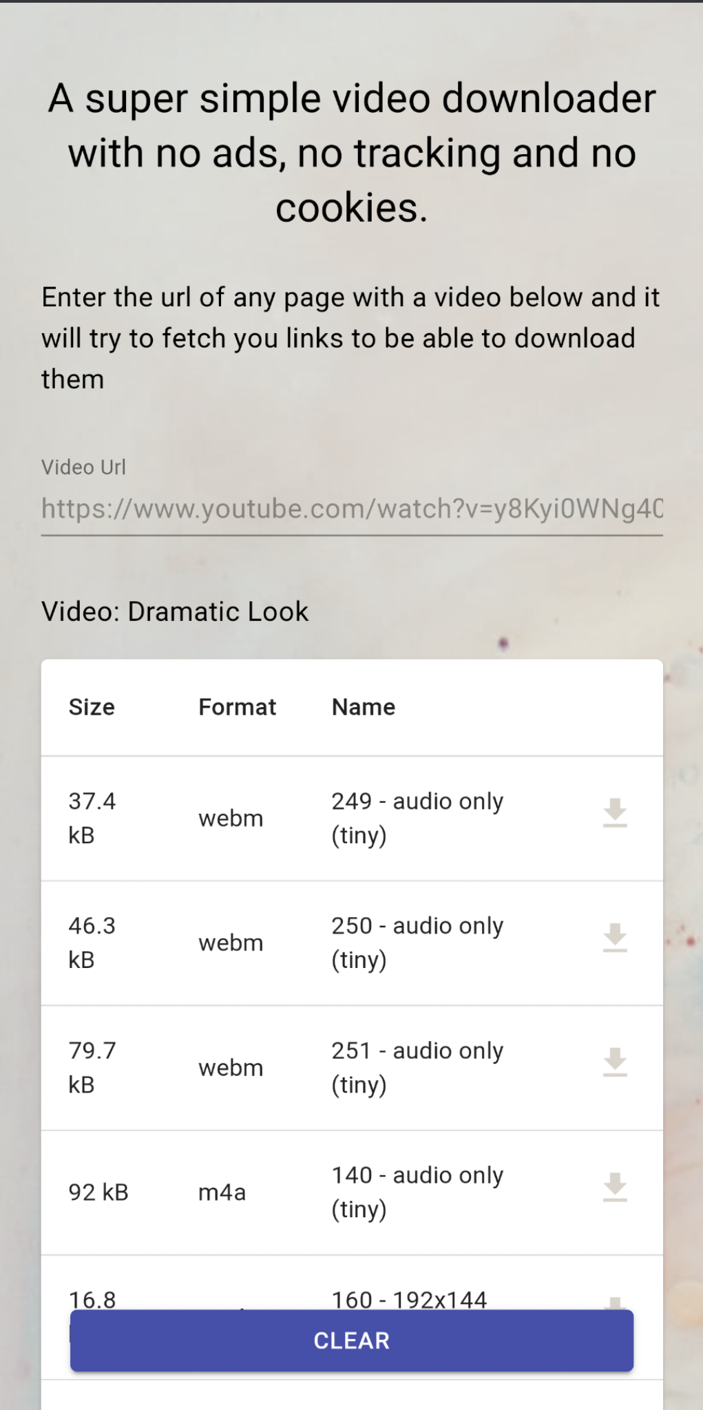 Screenshot of "Vid Keeper"